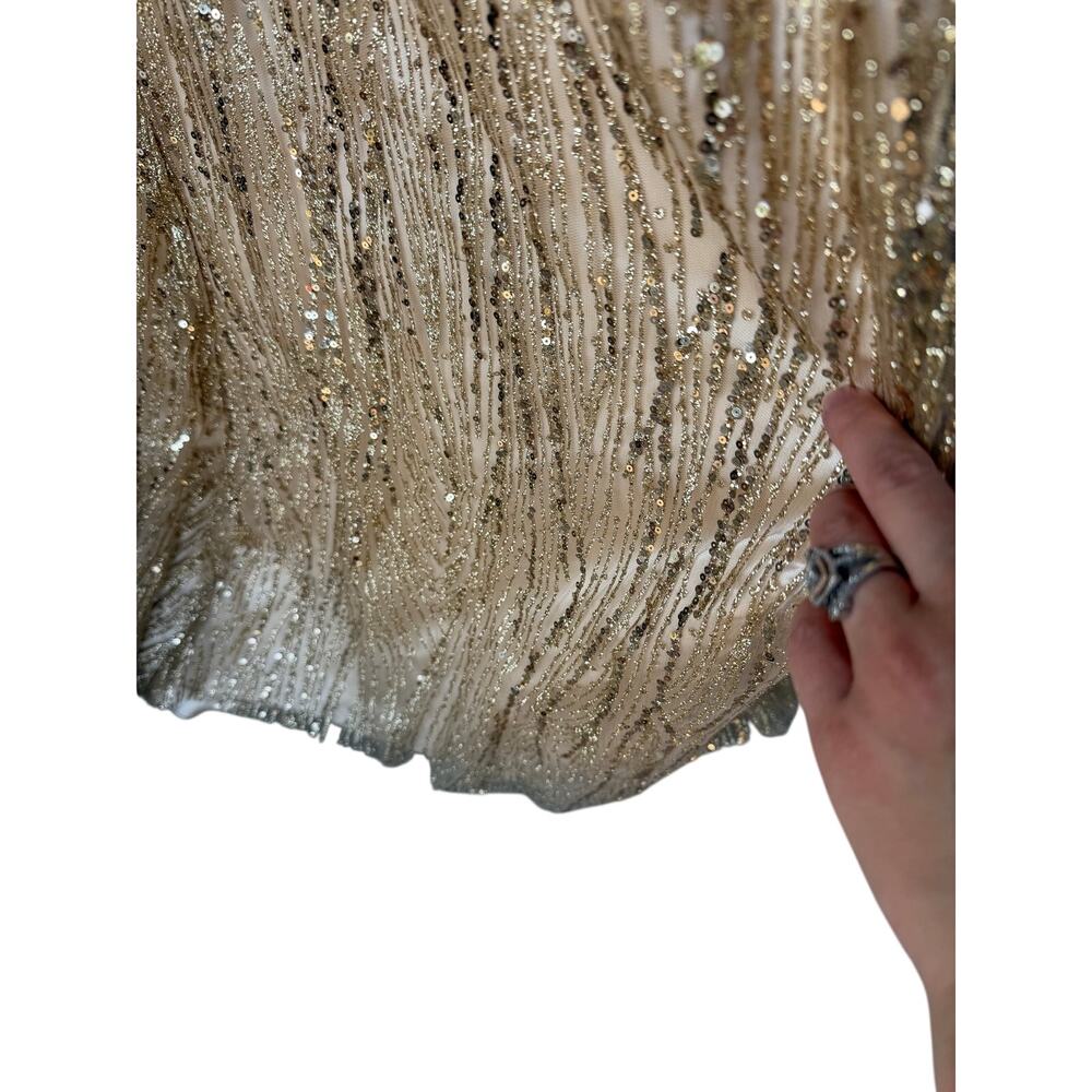 Mac Duggal Gold Sequined Mermaid Gown 10 See Description - Picture 6 of 15